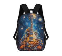 sinyumoney Mochilas Infantiles De 17 Pulgadas Guitar in Space with Flowers Mochila Escolar Impresa En 3D Para Niños Mochilas De Viaje De Moda Para Niños Y Estudiantes