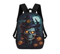 sinyumoney Mochilas Infantiles De 17 Pulgadas Halloween Witch with Pumpkins-2 Mochila Escolar Impresa En 3D Para Niños Mochilas De Viaje De Moda Para Niños Y Estudiantes