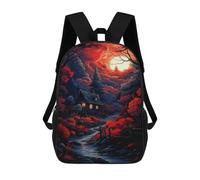 sinyumoney Mochilas Infantiles De 17 Pulgadas Haunting Moonlit Cabin Scene Mochila Escolar Impresa En 3D Para Niños Mochilas De Viaje De Moda Para Niños Y Estudiantes