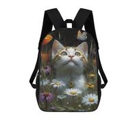 sinyumoney Mochilas Infantiles De 17 Pulgadas Kitten in Flowers with Butterfly -2 Mochila Escolar Impresa En 3D Para Niños Mochilas De Viaje De Moda Para Niños Y Estudiantes