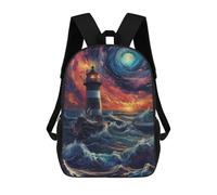 sinyumoney Mochilas Infantiles De 17 Pulgadas Lighthouse in Stormy Sea Mochila Escolar Impresa En 3D Para Niños Mochilas De Viaje De Moda Para Niños Y Estudiantes