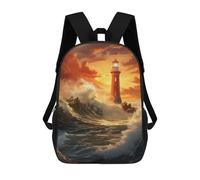 sinyumoney Mochilas Infantiles De 17 Pulgadas Lighthouse in Stormy Seas Mochila Escolar Impresa En 3D Para Niños Mochilas De Viaje De Moda Para Niños Y Estudiantes