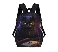 sinyumoney Mochilas Infantiles De 17 Pulgadas Magical Black Cat with Candle Mochila Escolar Impresa En 3D Para Niños Mochilas De Viaje De Moda Para Niños Y Estudiantes
