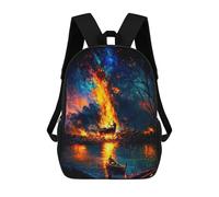 sinyumoney Mochilas Infantiles De 17 Pulgadas Magical Forest Fire Scene Mochila Escolar Impresa En 3D Para Niños Mochilas De Viaje De Moda Para Niños Y Estudiantes