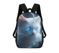 sinyumoney Mochilas Infantiles De 17 Pulgadas Magical White Cat with Glowing Eyes Mochila Escolar Impresa En 3D Para Niños Mochilas De Viaje De Moda Para Niños Y Estudiantes