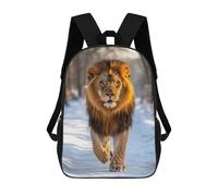 sinyumoney Mochilas Infantiles De 17 Pulgadas Majestic Lion Walking in Winter Forest Mochila Escolar Impresa En 3D Para Niños Mochilas De Viaje De Moda Para Niños Y Estudiantes