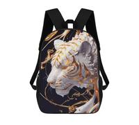 sinyumoney Mochilas Infantiles De 17 Pulgadas Marble Tiger with Golden Accents Mochila Escolar Impresa En 3D Para Niños Mochilas De Viaje De Moda Para Niños Y Estudiantes
