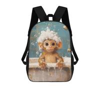 sinyumoney Mochilas Infantiles De 17 Pulgadas Monkey Bath Time Mochila Escolar Impresa En 3D Para Niños Mochilas De Viaje De Moda Para Niños Y Estudiantes