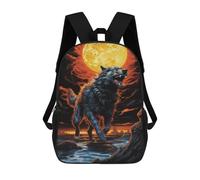 sinyumoney Mochilas Infantiles De 17 Pulgadas Moonlit Wolf Roar Mochila Escolar Impresa En 3D Para Niños Mochilas De Viaje De Moda Para Niños Y Estudiantes