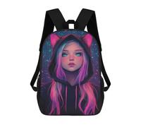 sinyumoney Mochilas Infantiles De 17 Pulgadas Neon Cat-Eared Hoodie Mochila Escolar Impresa En 3D Para Niños Mochilas De Viaje De Moda Para Niños Y Estudiantes