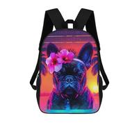 sinyumoney Mochilas Infantiles De 17 Pulgadas Neon Tropical Bulldog Mochila Escolar Impresa En 3D Para Niños Mochilas De Viaje De Moda Para Niños Y Estudiantes