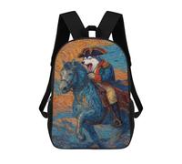 sinyumoney Mochilas Infantiles De 17 Pulgadas Painted Wolf on Horseback Mochila Escolar Impresa En 3D Para Niños Mochilas De Viaje De Moda Para Niños Y Estudiantes