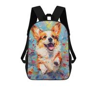sinyumoney Mochilas Infantiles De 17 Pulgadas Palette Corgi Dog Painting Mochila Escolar Impresa En 3D Para Niños Mochilas De Viaje De Moda Para Niños Y Estudiantes