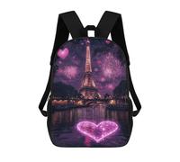 sinyumoney Mochilas Infantiles De 17 Pulgadas Paris Eiffel Tower Fireworks Romance Mochila Escolar Impresa En 3D Para Niños Mochilas De Viaje De Moda Para Niños Y Estudiantes