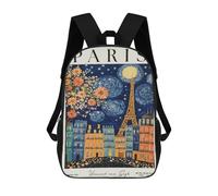 sinyumoney Mochilas Infantiles De 17 Pulgadas Paris Starry Night Van Gogh Travel Mochila Escolar Impresa En 3D Para Niños Mochilas De Viaje De Moda Para Niños Y Estudiantes