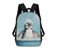 sinyumoney Mochilas Infantiles De 17 Pulgadas Penguin Bath Time Mochila Escolar Impresa En 3D Para Niños Mochilas De Viaje De Moda Para Niños Y Estudiantes