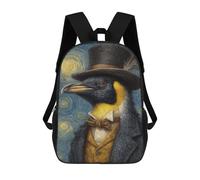 sinyumoney Mochilas Infantiles De 17 Pulgadas Penguin in Top Hat Painting Mochila Escolar Impresa En 3D Para Niños Mochilas De Viaje De Moda Para Niños Y Estudiantes