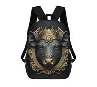 sinyumoney Mochilas Infantiles De 17 Pulgadas Pig Golden Art Deco Mochila Escolar Impresa En 3D Para Niños Mochilas De Viaje De Moda Para Niños Y Estudiantes