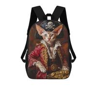 sinyumoney Mochilas Infantiles De 17 Pulgadas Pirate Cat with Treasure Chest Mochila Escolar Impresa En 3D Para Niños Mochilas De Viaje De Moda Para Niños Y Estudiantes