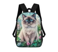 sinyumoney Mochilas Infantiles De 17 Pulgadas Ragdoll Cat in A Flower Meadow Mochila Escolar Impresa En 3D Para Niños Mochilas De Viaje De Moda Para Niños Y Estudiantes