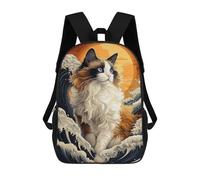 sinyumoney Mochilas Infantiles De 17 Pulgadas Ragdoll Cat in The Waves Mochila Escolar Impresa En 3D Para Niños Mochilas De Viaje De Moda Para Niños Y Estudiantes