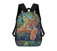 sinyumoney Mochilas Infantiles De 17 Pulgadas Rainforest Bobcat Wildlife Art Print Mochila Escolar Impresa En 3D Para Niños Mochilas De Viaje De Moda Para Niños Y Estudiantes