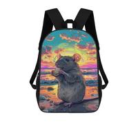 sinyumoney Mochilas Infantiles De 17 Pulgadas Rat Eating on Beach Sunset Mochila Escolar Impresa En 3D Para Niños Mochilas De Viaje De Moda Para Niños Y Estudiantes