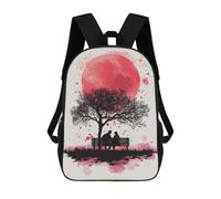 sinyumoney Mochilas Infantiles De 17 Pulgadas Silhouette Couple Under Red Moon Mochila Escolar Impresa En 3D Para Niños Mochilas De Viaje De Moda Para Niños Y Estudiantes