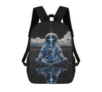 sinyumoney Mochilas Infantiles De 17 Pulgadas Space Astronaut Meditation Scene Mochila Escolar Impresa En 3D Para Niños Mochilas De Viaje De Moda Para Niños Y Estudiantes