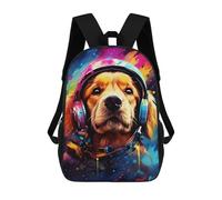 sinyumoney Mochilas Infantiles De 17 Pulgadas Space Dog Headphones Art-5 Mochila Escolar Impresa En 3D Para Niños Mochilas De Viaje De Moda Para Niños Y Estudiantes
