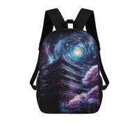 sinyumoney Mochilas Infantiles De 17 Pulgadas Space Pagoda with Cherry Blossoms Mochila Escolar Impresa En 3D Para Niños Mochilas De Viaje De Moda Para Niños Y Estudiantes