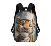 sinyumoney Mochilas Infantiles De 17 Pulgadas Tiger with Toilet Paper Hat Mochila Escolar Impresa En 3D Para Niños Mochilas De Viaje De Moda Para Niños Y Estudiantes