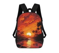 sinyumoney Mochilas Infantiles De 17 Pulgadas Tropical Sunset Scene Mochila Escolar Impresa En 3D Para Niños Mochilas De Viaje De Moda Para Niños Y Estudiantes