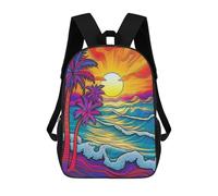 sinyumoney Mochilas Infantiles De 17 Pulgadas Vibrant Tropical Sunset Scene Mochila Escolar Impresa En 3D Para Niños Mochilas De Viaje De Moda Para Niños Y Estudiantes