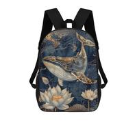 sinyumoney Mochilas Infantiles De 17 Pulgadas Whale Lotus Fantasy Artwork Mochila Escolar Impresa En 3D Para Niños Mochilas De Viaje De Moda Para Niños Y Estudiantes