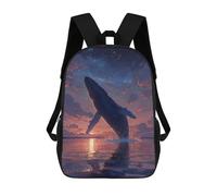 sinyumoney Mochilas Infantiles De 17 Pulgadas Whale Watching at Sunset-1 Mochila Escolar Impresa En 3D Para Niños Mochilas De Viaje De Moda Para Niños Y Estudiantes