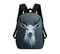 sinyumoney Mochilas Infantiles De 17 Pulgadas White Deer Portrait with Dark Antlers Mochila Escolar Impresa En 3D Para Niños Mochilas De Viaje De Moda Para Niños Y Estudiantes