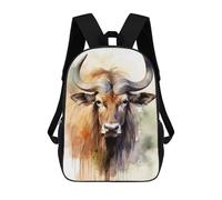 sinyumoney Mochilas Infantiles De 17 Pulgadas Wildebeest Watercolor Mochila Escolar Impresa En 3D Para Niños Mochilas De Viaje De Moda Para Niños Y Estudiantes