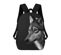 sinyumoney Mochilas Infantiles De 17 Pulgadas Wolf Black And White Mochila Escolar Impresa En 3D Para Niños Mochilas De Viaje De Moda Para Niños Y Estudiantes