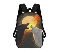 sinyumoney Mochilas Infantiles De 17 Pulgadas Wolf Moon Fire Art Print Mochila Escolar Impresa En 3D Para Niños Mochilas De Viaje De Moda Para Niños Y Estudiantes