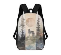 sinyumoney Mochilas Infantiles De 17 Pulgadas Wolf Under Moonlit Trees Mochila Escolar Impresa En 3D Para Niños Mochilas De Viaje De Moda Para Niños Y Estudiantes