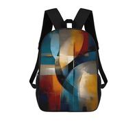 sinyumoney Mochilas Infantiles Impresas En 3D 17inch Abstract Curved Intersection - Blue, Gold & Ivory Geometry Bolsas Para Libros Para Niños Y Niñas Mochila Escolar Con Bolsillos Grandes Para Niños