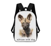sinyumoney Mochilas Infantiles Impresas En 3D 17inch African Wild Dog Bolsas Para Libros Para Niños Y Niñas Mochila Escolar Con Bolsillos Grandes Para Niños