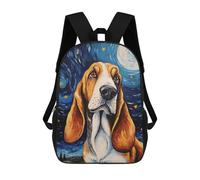 sinyumoney Mochilas Infantiles Impresas En 3D 17inch Basset Hound Starry Night Bolsas Para Libros Para Niños Y Niñas Mochila Escolar Con Bolsillos Grandes Para Niños