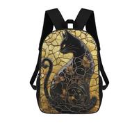 sinyumoney Mochilas Infantiles Impresas En 3D 17inch Black Cat Stained Glass Bolsas Para Libros Para Niños Y Niñas Mochila Escolar Con Bolsillos Grandes Para Niños