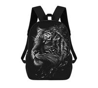 sinyumoney Mochilas Infantiles Impresas En 3D 17inch Black Silver Tiger Bolsas Para Libros Para Niños Y Niñas Mochila Escolar Con Bolsillos Grandes Para Niños