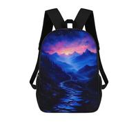 sinyumoney Mochilas Infantiles Impresas En 3D 17inch Blue Misty Mountains Bolsas Para Libros Para Niños Y Niñas Mochila Escolar Con Bolsillos Grandes Para Niños