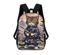 sinyumoney Mochilas Infantiles Impresas En 3D 17inch Cat Kimono Japan Bolsas Para Libros Para Niños Y Niñas Mochila Escolar Con Bolsillos Grandes Para Niños