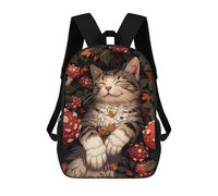 sinyumoney Mochilas Infantiles Impresas En 3D 17inch Cat Sleeping in Autumn Leaves Bolsas Para Libros Para Niños Y Niñas Mochila Escolar Con Bolsillos Grandes Para Niños
