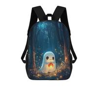 sinyumoney Mochilas Infantiles Impresas En 3D 17inch Cute Halloween Ghost in Forest Bolsas Para Libros Para Niños Y Niñas Mochila Escolar Con Bolsillos Grandes Para Niños